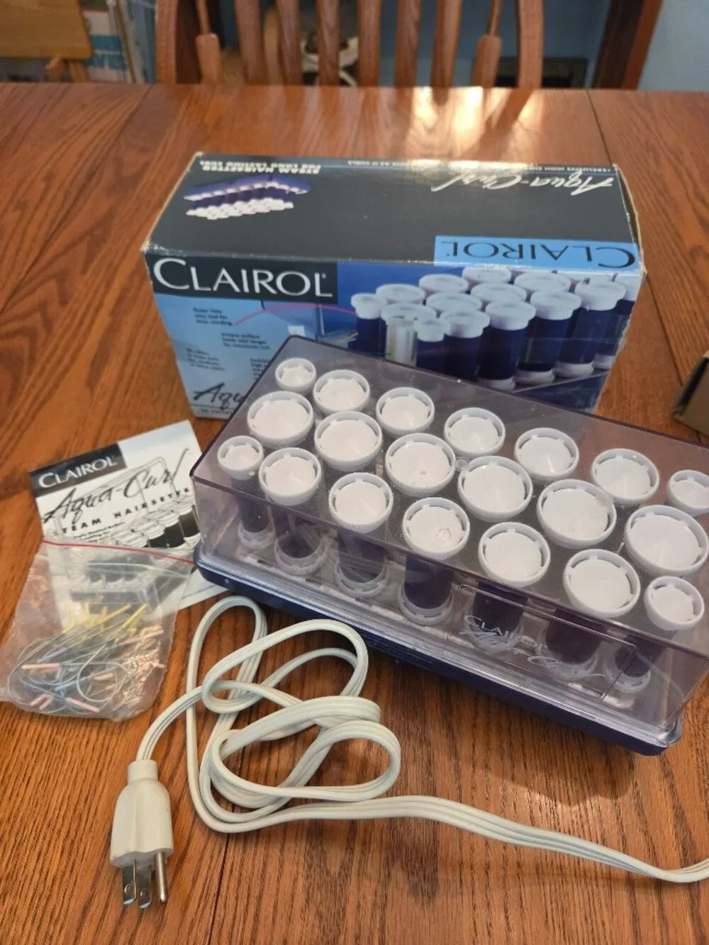 Vintage Clairol Aqua Curl Aqua Steam 20 Blue Velvet Rollers Model K-40